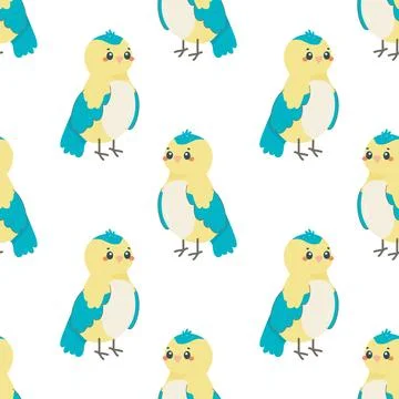 Seamless pattern with bird tit, on white background, children's pattern, fo.. Stock Illustration