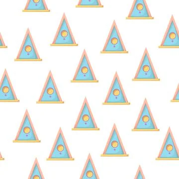 Seamless pattern with birdhouses on a white background. Stock Illustration
