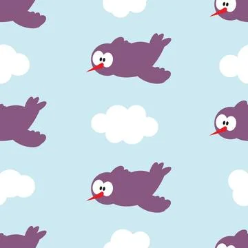 Seamless pattern with birds in clouds. Seamless pattern with birds in clou... Stock Photos