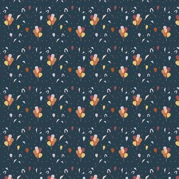 Seamless pattern with birthday balloons and confetti for party and celebratio Stock Illustration