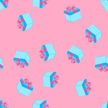 Seamless pattern birthday gift box cartoon vector イラスト素材