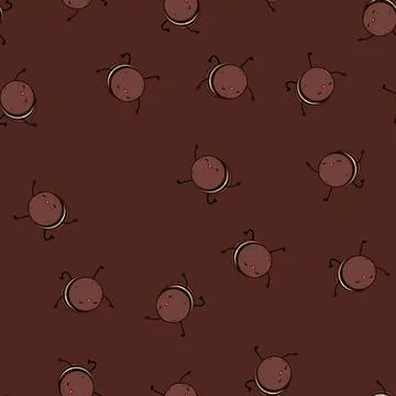 Seamless pattern biscuit cookie character cartoon vector Stock Illustration