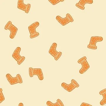Seamless pattern biscuit gingerbread cartoon vector Stock Illustration