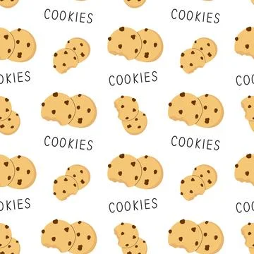 Seamless pattern of a biscuits with a bite in doodle style. Perfect for textile Stock Illustration