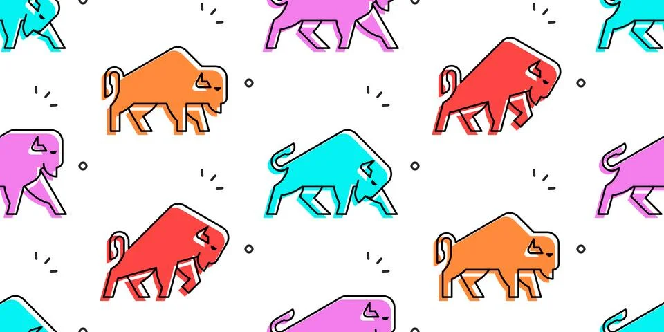 Seamless pattern with Bisons Stock Illustration