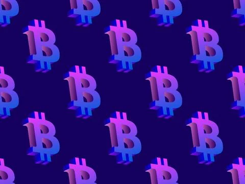 Seamless pattern with bitcoin symbol in 3D style. Gradient bitcoin symbol i.. Stock-Illustration
