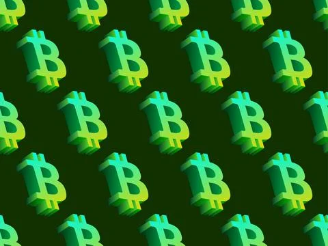 Seamless pattern with bitcoin symbol in 3D style. Gradient bitcoin symbol i.. イラスト素材