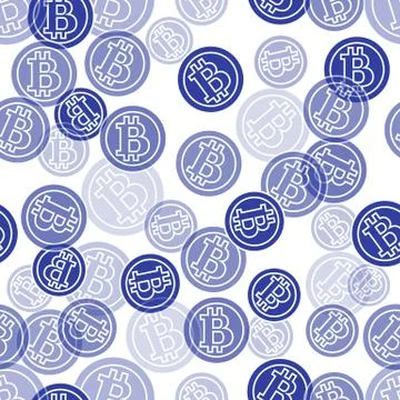 Seamless pattern with bitcoins. Finance and virtual currency. Stock Illustration