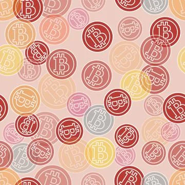 Seamless pattern with bitcoins. Finance and virtual currency. Illustrazione stock