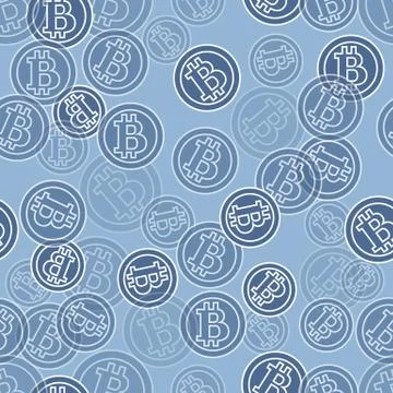 Seamless pattern with bitcoins. Finance and virtual currency. Stock Illustration