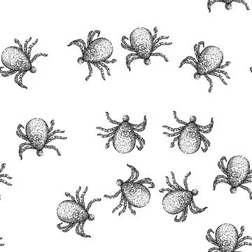 Seamless pattern bite tick sketch hand drawn Ilustração Stock
