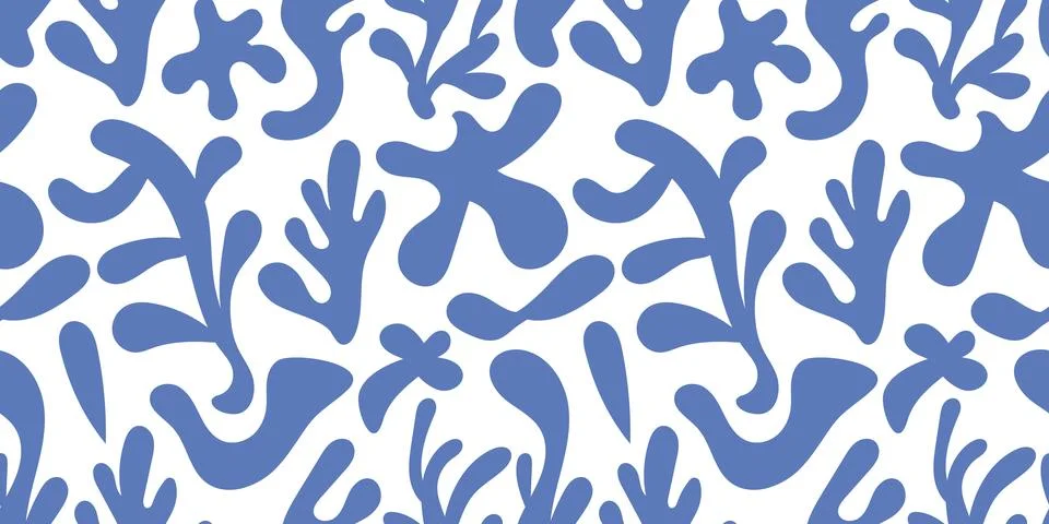 Seamless pattern with bizarre abstract geometric blue shapes. Illustrazione stock