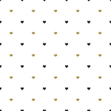 Seamless pattern with black and gold heart shapes. Valentines day. Vector Illustrazione stock