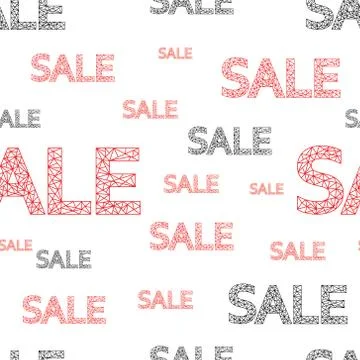 Seamless pattern of black and red discount words, on white background. Vector Stock Illustration