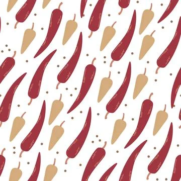 Seamless pattern black and red chilli peppers. Stock Illustration