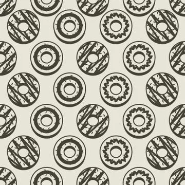 Seamless Pattern Black And White Donuts Background Vector Illustration Stockillustratie