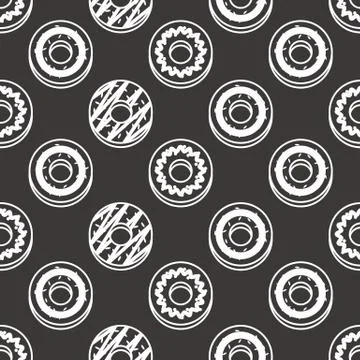 Seamless Pattern Black And White Donuts Background Vector Illustration Stock Illustration