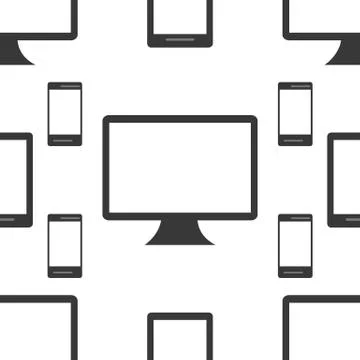 Seamless Pattern of black and white Isoleted Devices. Flat Design. Stock Illustration