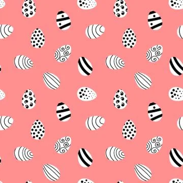 Seamless pattern with black and white Easter eggs Stock Illustration