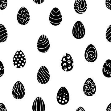 Seamless pattern with black and white Easter eggs Stock Illustration
