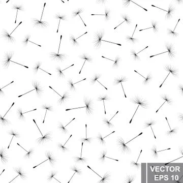 Seamless pattern of black and white dandelions. Vector illustration. Ilustração Stock