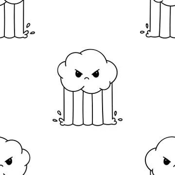 Seamless pattern, black and white cute hand drawn rainbow doodle, coloring pages Stock Illustration