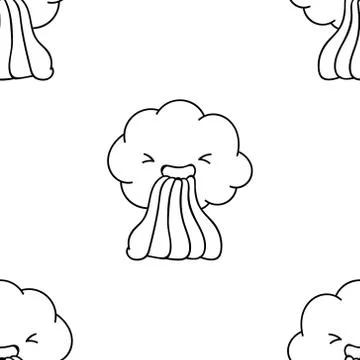 Seamless pattern, black and white cute hand drawn rainbow doodle, coloring pages Stock Illustration