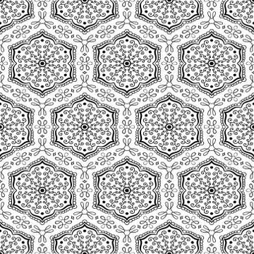 Seamless pattern in black and white color Stock Illustration