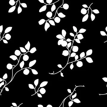 Seamless pattern with black and white flowers. Stock Illustration