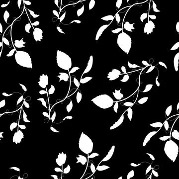 Seamless pattern with black and white flowers.vector illustration Stock Illustration