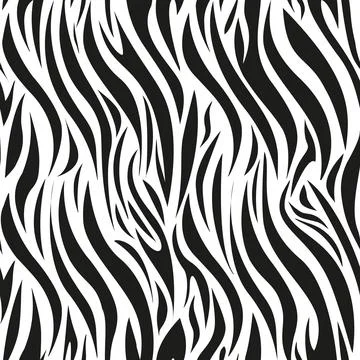Seamless pattern of black and white zebra stripes Stock Illustration