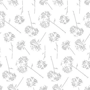 Seamless pattern black and white dandelion flower, vector illustration for te Stock Illustration