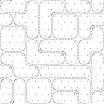 Seamless pattern with black and white puzzles of cookies, crackers. Stock Illustration