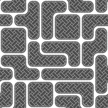 Seamless pattern with black and white puzzles of pie. Stock Illustration