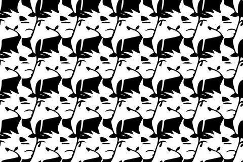 Seamless pattern with black and white Flowers on a white background Stock Illustration