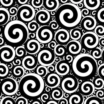 Seamless pattern with black and white swirls. Stock Illustration