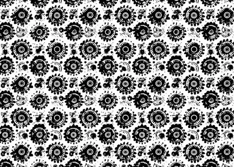 Seamless pattern with black and white microbes bacteria Illustrazione stock