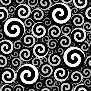 Seamless pattern with black and white swirls. Stock Illustration