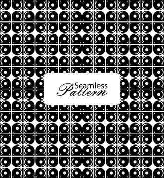 Seamless pattern of black and white geometric shapes featuring semi circles.. Stock Illustration