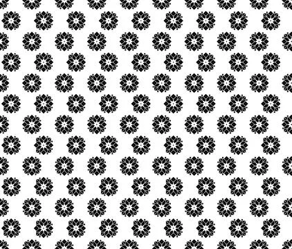 Seamless Pattern with Black and White Geometric Floral Design for Panjabi Stock Illustration