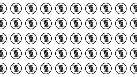 Seamless Pattern of Black and White No Eating Prohibition Icons and Forbidd.. 库存插图