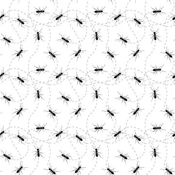 Seamless pattern with black ant. Vector. Stock Illustration