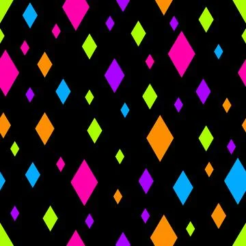 Seamless pattern. Black background with colorful rhombuses . Vector illustration Stock Illustration