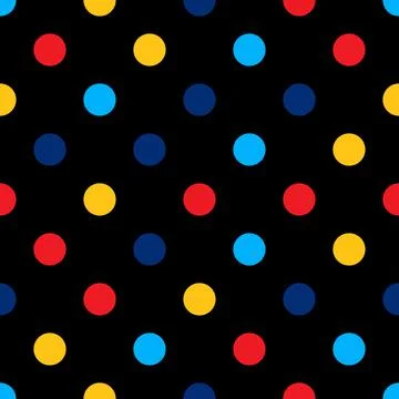 Seamless pattern. Black background with colorful circles . Vector illustration.	 Illustrazione stock
