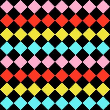 Seamless pattern. Black background with colorful rhombuses . Vector illustration Stock Illustration