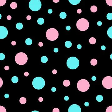 Seamless pattern. Black background with colorful circles . Vector illustration. Illustrazione stock