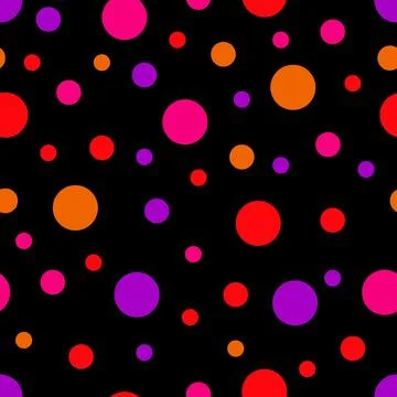 Seamless pattern. Black background with colorful circles . Vector illustration.	 Stock Illustration