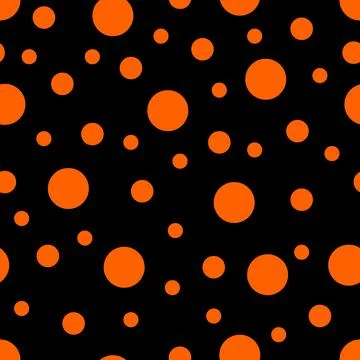 Seamless pattern. Black background with orange dots . Vector illustration. Stock Illustration