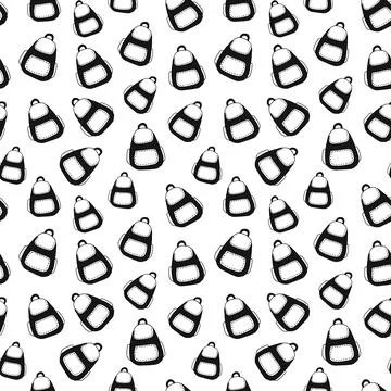 Seamless pattern with black backpacks isolated on white background. Concept o Stock Illustration