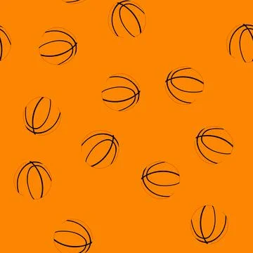 Seamless pattern black basketball ball cartoon vector Illustrazione stock